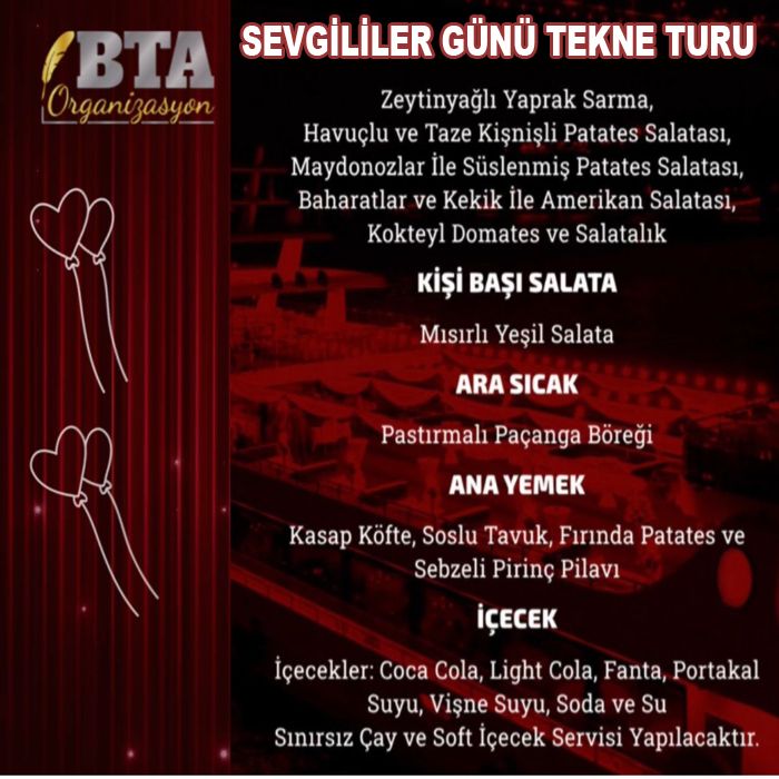 BTA Organizasyon Sevgililer Günü Tekne Programı 2024