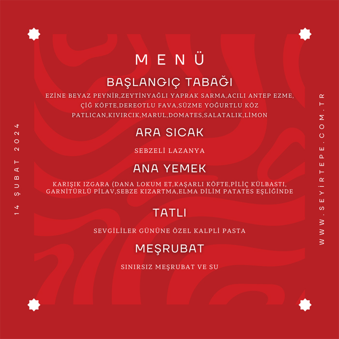 İzmir Seyirtepe Restoran Sevgililer Günü 